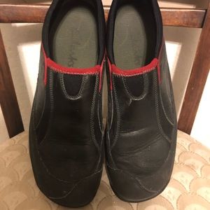 Clark leather slip on shoes